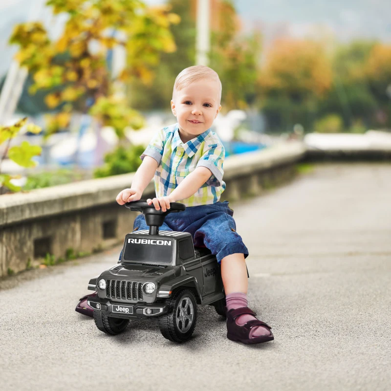 AIYAPLAY Porteur trotteur enfants voiture licence jeep 18-36 mois coffre - 63,5 x 29 x 42 cm Gris