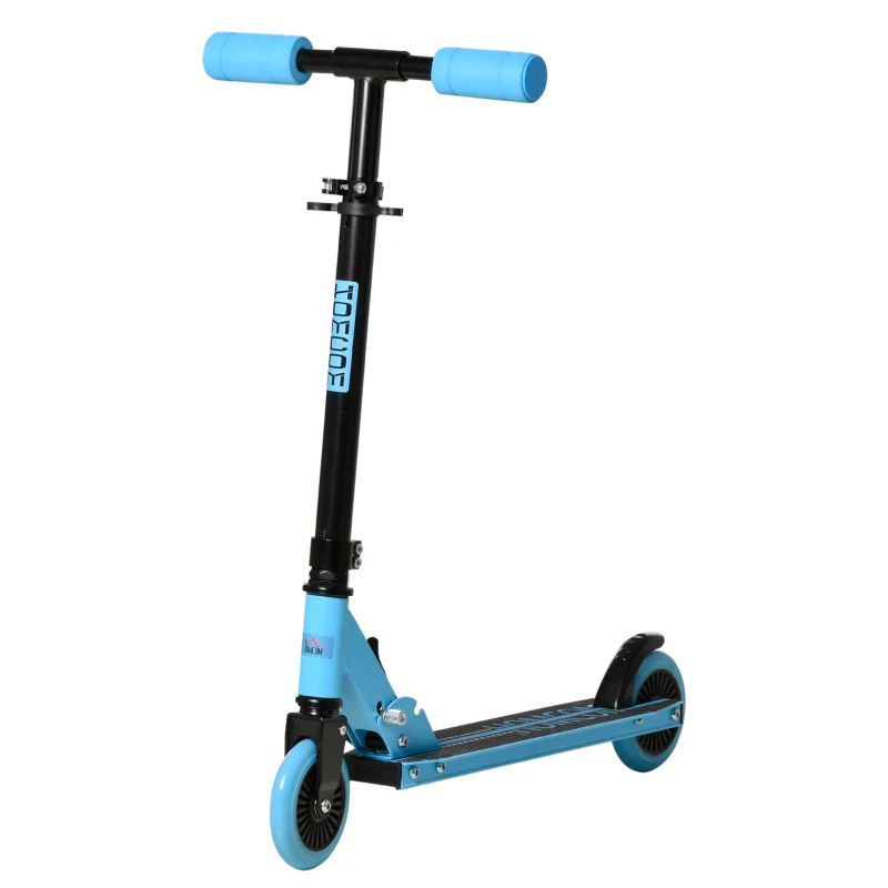 HOMCOM Kids Scooter Foldable Kick Scooter with Adjustable Height Brake for Boys and Girls 3 - 8 Years Blue