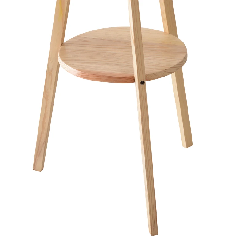 HOMCOM Lampadaire trépied design scandinave dim. 50L x 50l x 154 cm 40 W max. étagère intégrée bois massif pin abat-jour toile lin beige