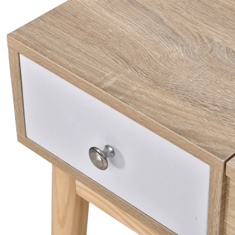 HOMCOM Tocador de Maquillaje con Espejo Abatible Mesa de Maquillaje con Taburete Acolchado Cojín Suave Compartimentos y Cajones Patas de Madera Maciza 100x45x118 cm Color Natural