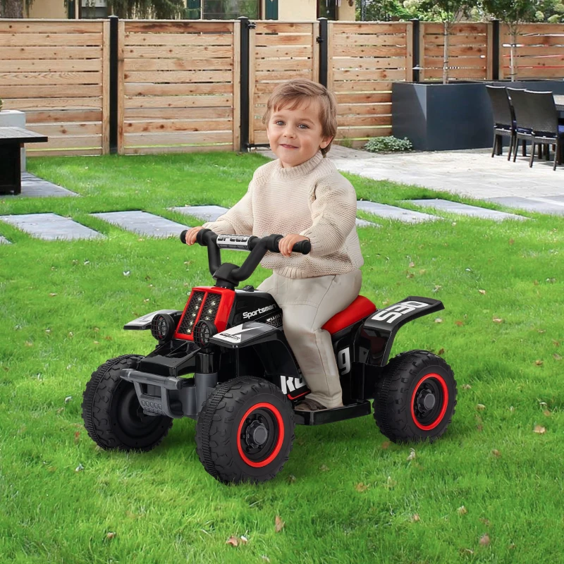 AIYAPLAY 6V Electric Quad Bike for Kids, Ride On ATV w/ Forward/Reverse, Headlights, for Ages 18-36 Months, Black