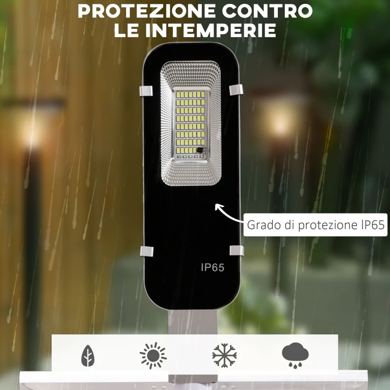 Outsunny Lampada Solare da Giardino a LED, Luce Regolabile e Timer con Telecomando, 68x37x16cm, Nero