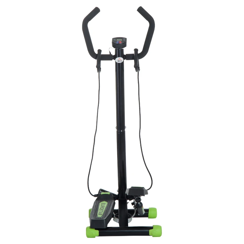 HOMCOM Stepper Professionale con Manubrio e Corde in Acciaio per Allenamento a Casa, 40 x 40 x 118cm, Nero
