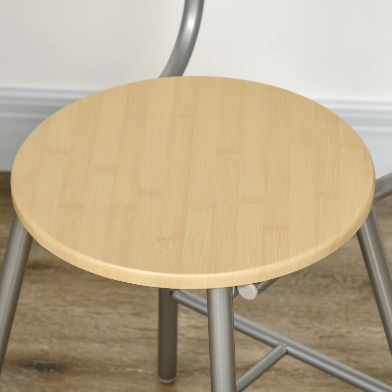 HOMCOM Set da Pranzo Salvaspazio da 3 Pezzi con Tavolo da Pranzo Ovale con Ripiano e 2 Sedie in MDF e Acciaio