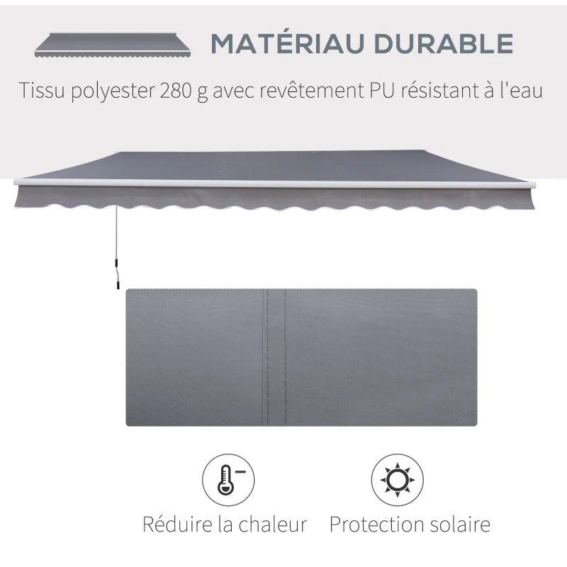 Outsunny Store banne manuel rétractable angle réglable aluminium polyester imperméabilisé 2,95L x 2,5l m gris