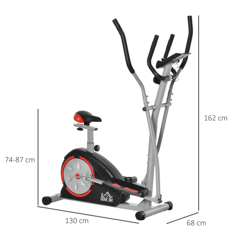 HOMCOM Elliptical Trainer Cardio Workout Exercise Bike Cross Trainer with 6KG Flywheel, Magnetic Resistance, LCD Digital Monitor, Great for Home Office Gym, Black