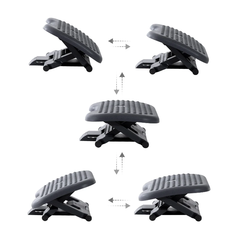 HOMCOM Repose-pieds de bureau, repose-pieds ergonomique, angle ajustable 30°, hauteur ajustable à 3 positions, pour bureau et maison, gris foncé