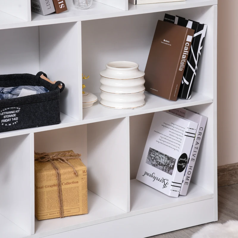 HOMCOM Bibliothèque étagère Meuble de Rangement 5 niches + 5 étagères Panneaux Particules Blanc