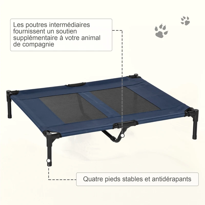 PawHut Lit sur pieds lit pour chien chat lit de camp lit surélevé aniamux tissu Oxford textilène micro-perforé acier