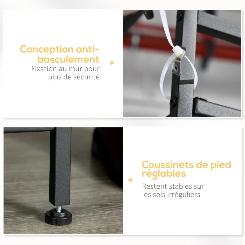 HOMCOM Portemanteau meuble de rangement entrée, 6 étagères 4 crochets 2 tiroirs en tissu, 125 x 43 x 185,5 cm, en acier et bois