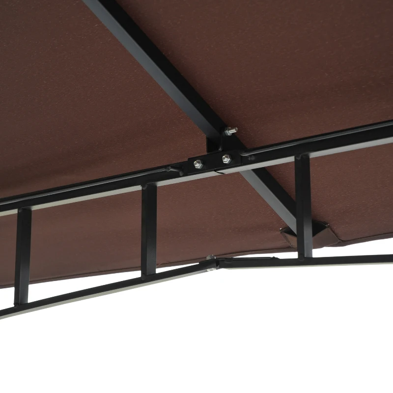 Outsunny Tonnlle de jardin Barnum Pavillion de jardin 3 x 3 Double Toit avec moustiquaires Amovibles  imperméable chocolat et blanc