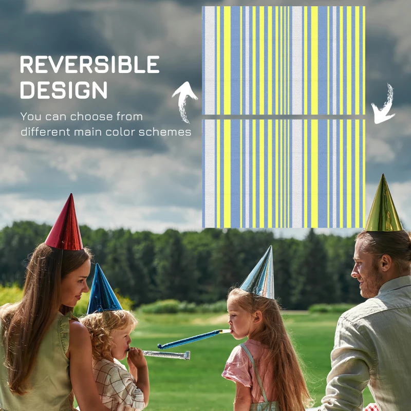 Outsunny Reversible Outdoor Rug, Waterproof Plastic Straw Mat for Backyard, Deck, RV, Picnic, Beach, Camping, 121 x 182 cm, Light Blue and Yellow