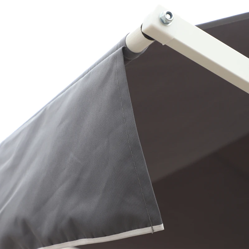 Outsunny Store Double Pente 4 x 3 m Manuel rétractable Inclinaison réglable métal époxy Blanc Polyester imperméabilisé Anti-UV Gris