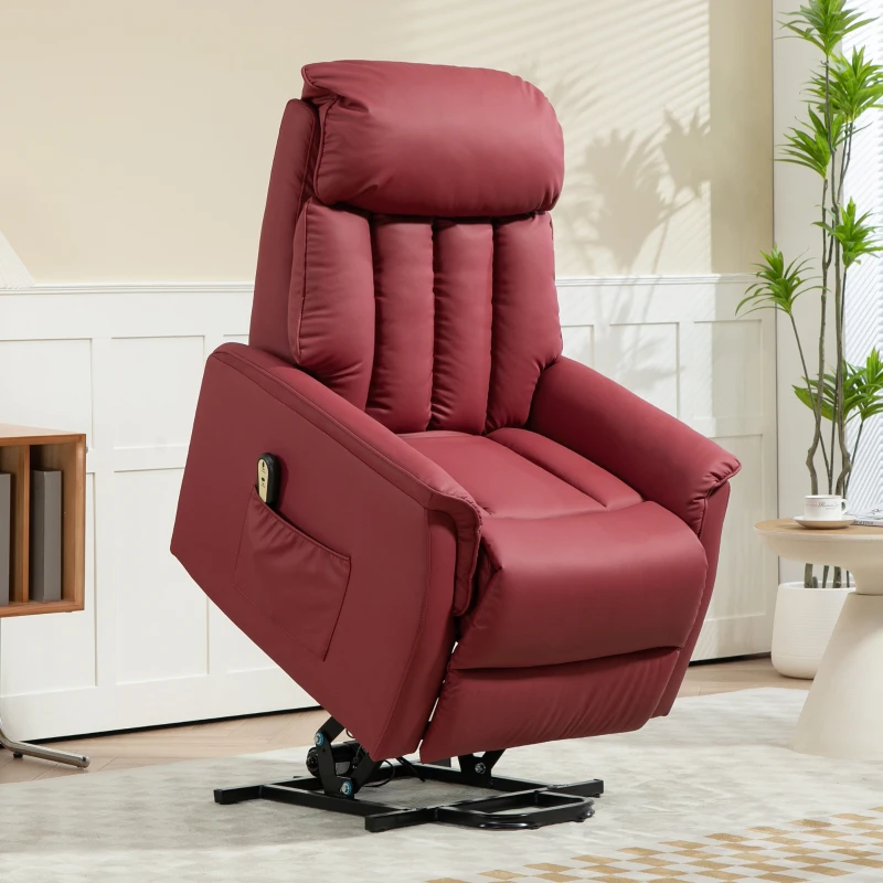 HOMCOM Poltrona Relax Reclinabile Alzapersone Elettrica con Telecomando e Poggiapiedi, 80x94x104cm Rosso