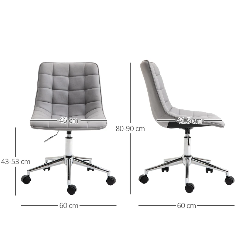 Vinsetto Ergonomic Office Chair Desk Chair with Adjustable Height Soft Breathable Fabric 360° Casters, Grey