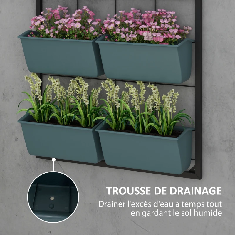 Outsunny Jardinière murale à 3 étages avec 6 bacs pour l'intérieur et l'extérieur, pour fleurs, plantes, dim. 52L x 14l x 66H cm