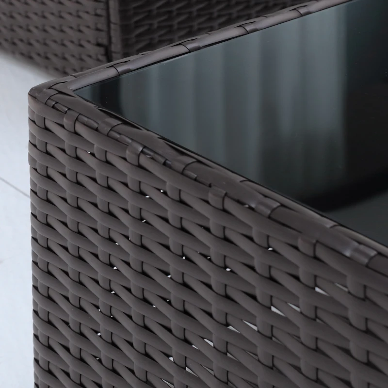 Outsunny Conjunto Muebles de Jardín Ratán 7 Piezas Set de Sofás Patio con 1 Mesita Almohada y Cojín Incluido Marco Acero Resistente Intemperie UV para Exterior Marrón