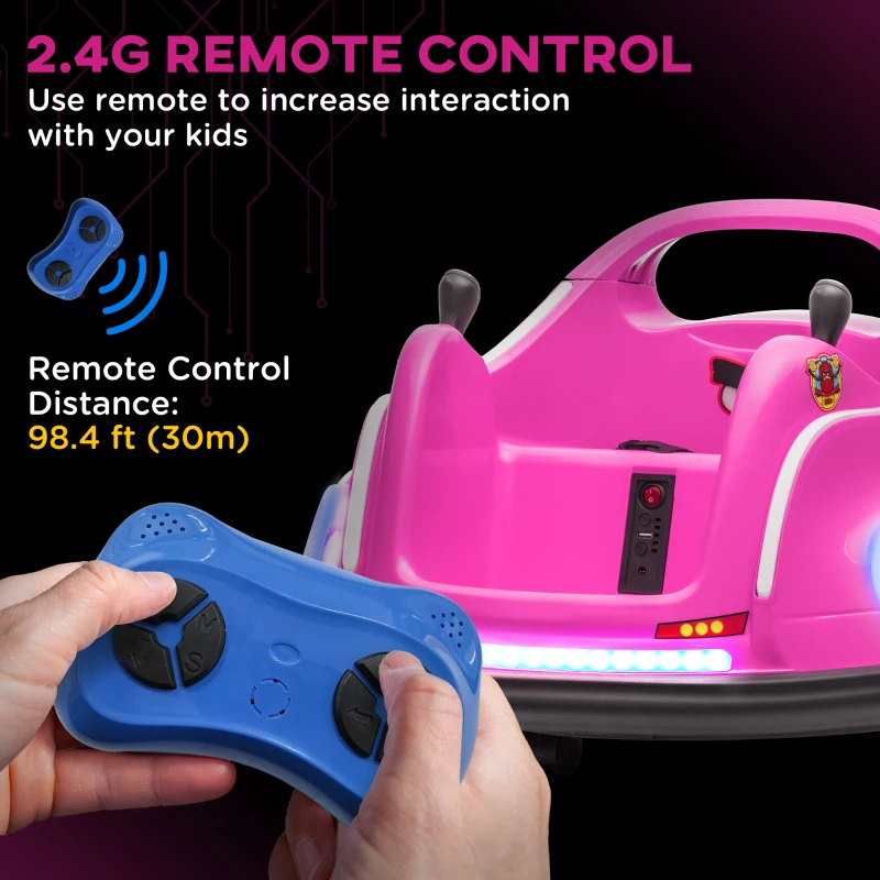 AIYAPLAY Angry Bird Licensed Waltzer Car, 12V Kids Bumper Car w/ Joysticks, Remote, Music LED Lights, Pink