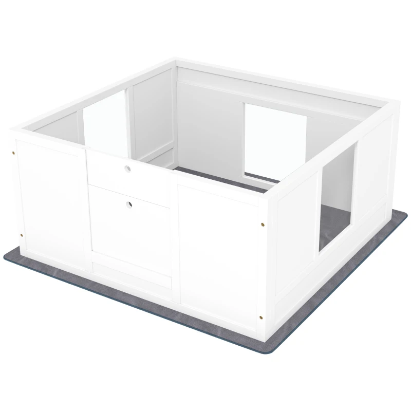 PawHut Whelping Box for Dogs with Whelping Pad, Adjustable Entrance, Non-slip Foot Pads, for Medium Dogs, 100 x 96cm