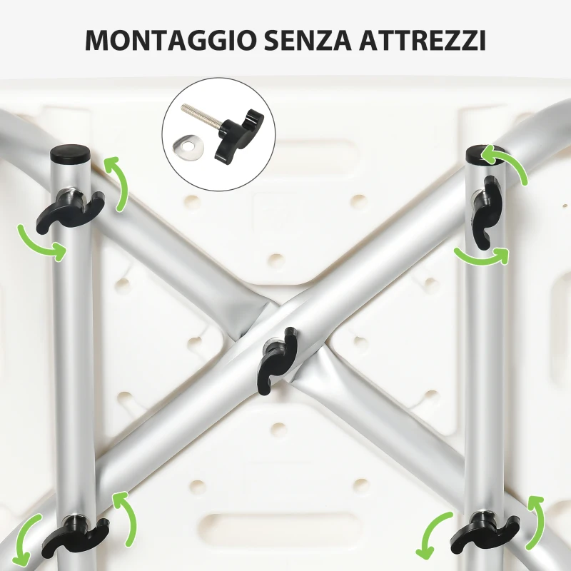 HOMCOM Sedia per Doccia in Alluminio ed EVA con Altezza Regolabile su 6 Livelli e Schienale Ricurvo, 51.5x49.5x68.5-81 cm