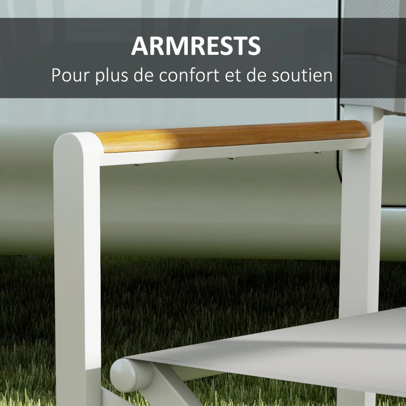 Outsunny Chaise de camping chaise de jardin pliable tissu respirant pour jardin, pêche, plage, pique-nique gris