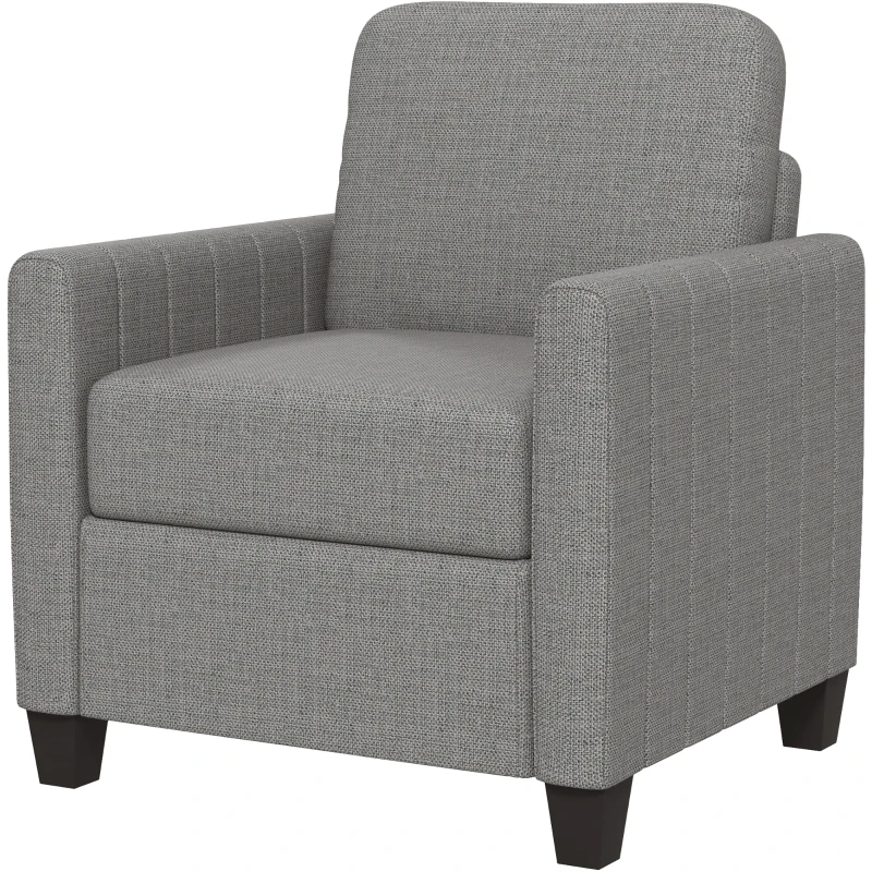 HOMCOM Modern Boxy Linen-Look Armchair - Light Grey