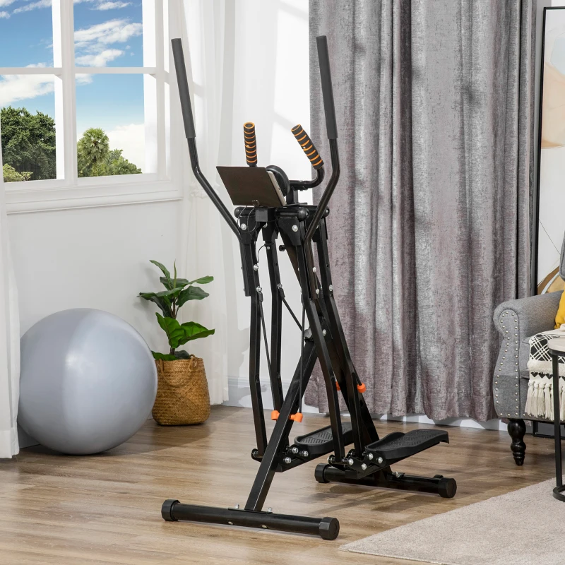 HOMCOM Cyclette Ellittica con 4 Livelli di Resistenza, Monitor LCD e 2 Ruote, in Acciaio e ABS, 90x62x150 cm, Nero