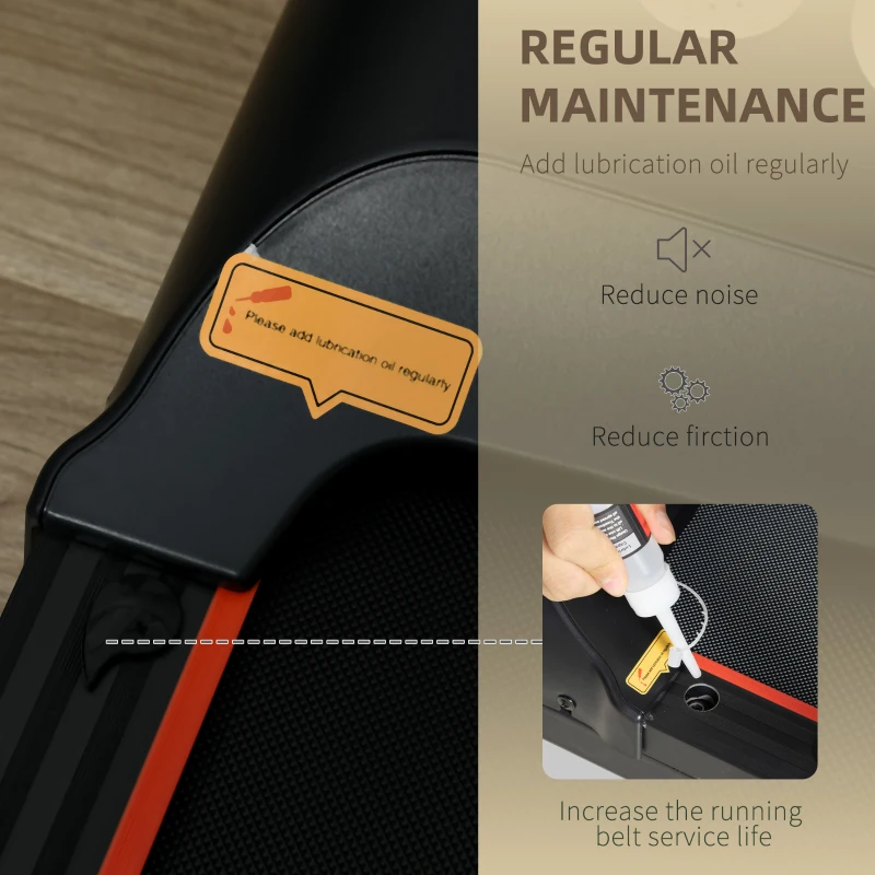 HOMCOM Foldable Walking Treadmill, with LED Display and Wheels, for Home, Office, Gym, Red