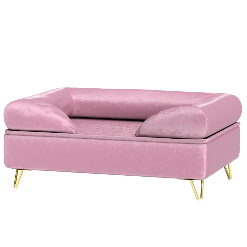 PawHut Cat Sofa Pet Couch w/ Removable Backrest, Soft Cushion, Washable Cover, for Small and Medium Sized Dogs, Pink