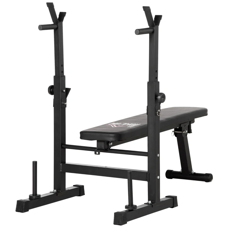 HOMCOM Adjustable Weight Bench, Foldable Bench, with Barbell Rack, Black