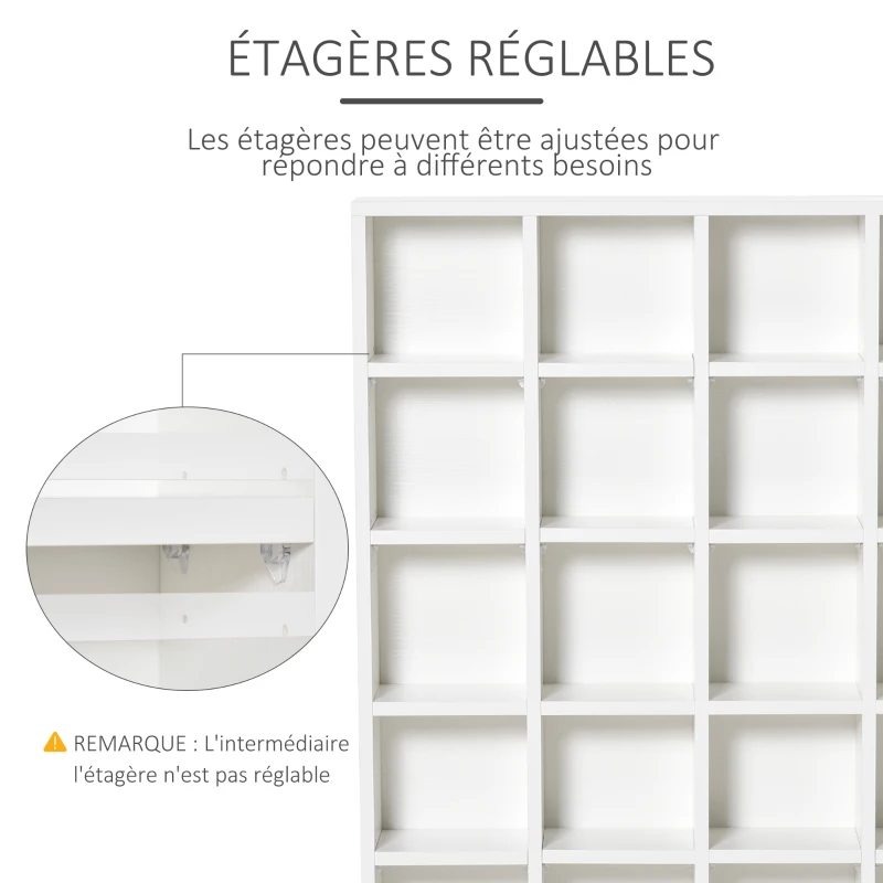 HOMCOM Meuble de rangement multimédia 456 CD/ 336 DVD - bibliothèque en bois avec étagères réglables, 89 x 130,5 cm, blanc