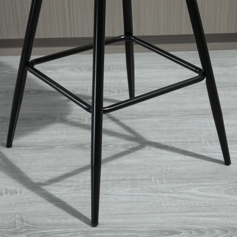 HOMCOM Set 2 Sgabelli Alti in Stile Nordico con Schienale e Poggiapiedi, Sgabelli con Schienale in Tessuto Effetto Velluto e Metallo, 45x47x88 cm, Blu