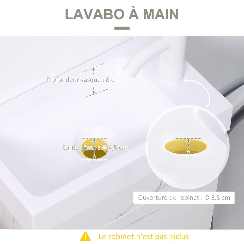 kleankin Meuble lavabo suspendu avec rangement pour salle de bain 40 x 22 x 50 cm - blanc