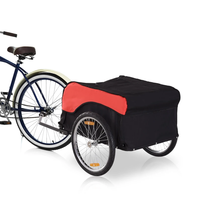 HOMCOM Remorque vélo pliable avec 4 réflecteurs rouge noir 86x61x39cm