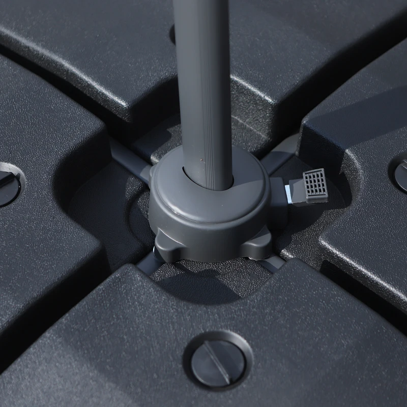 Outsunny Lot de 4 pied de parasol poids de lestage carré pour parasols déportés dim. par dalle 51L x 51l x 12H cm polyéthylène - A remplir d'eau jusqu'à 80 kg ou de sable jusqu'à 120 kg - noir