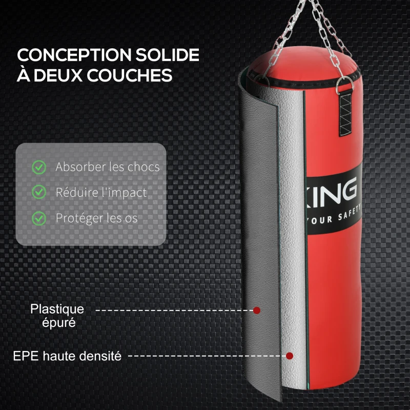 SPORTNOW Sac de frappe suspendu adulte poing 20kg avec chaîne en Acier à 4 Points et mousquetons, gants inclus