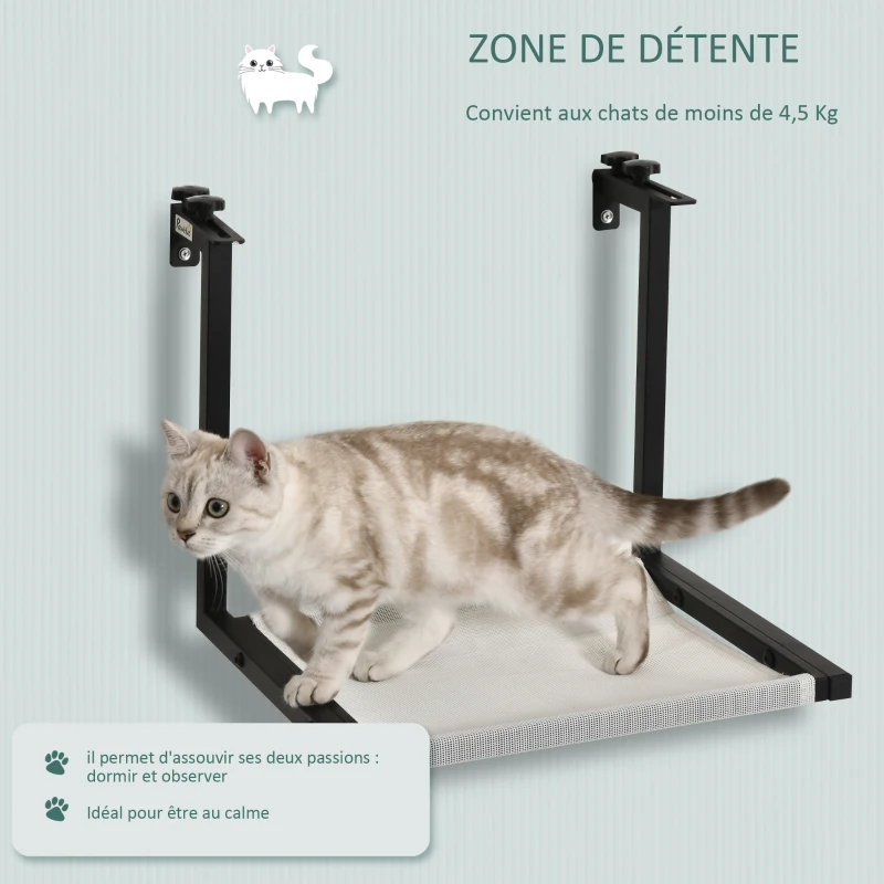 PawHut Hamac radiateur Chat Étagère Chat Lit Panier Chat Suspendue Murale pour Chat avec Coussin Amovible Cadre en Acier Convient au Chat Moins de 4,5 Kg