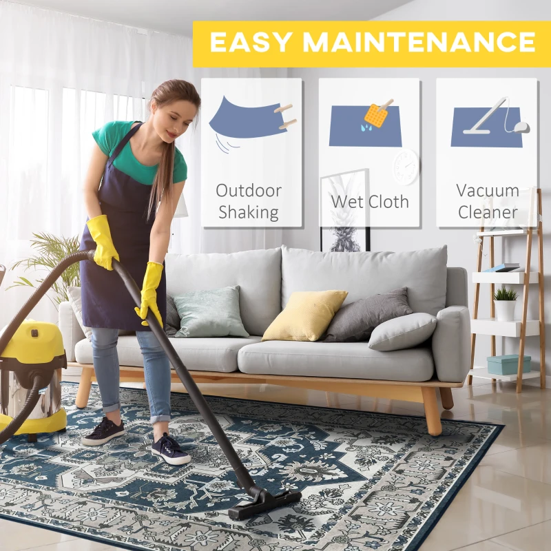 HOMCOM Vintage Rugs, Area Rugs Large Carpet for Living Room, Bedroom, Dining Room, 80x150 cm, Grey