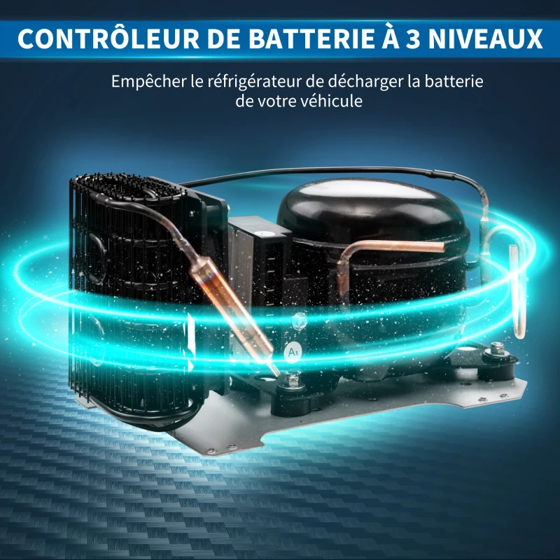Outsunny Glacière électrique portable congélateur et réfrigérateur avec 2 zones 27 L, 12/24 V DC et 100-240V AC, jusqu'à -20°C