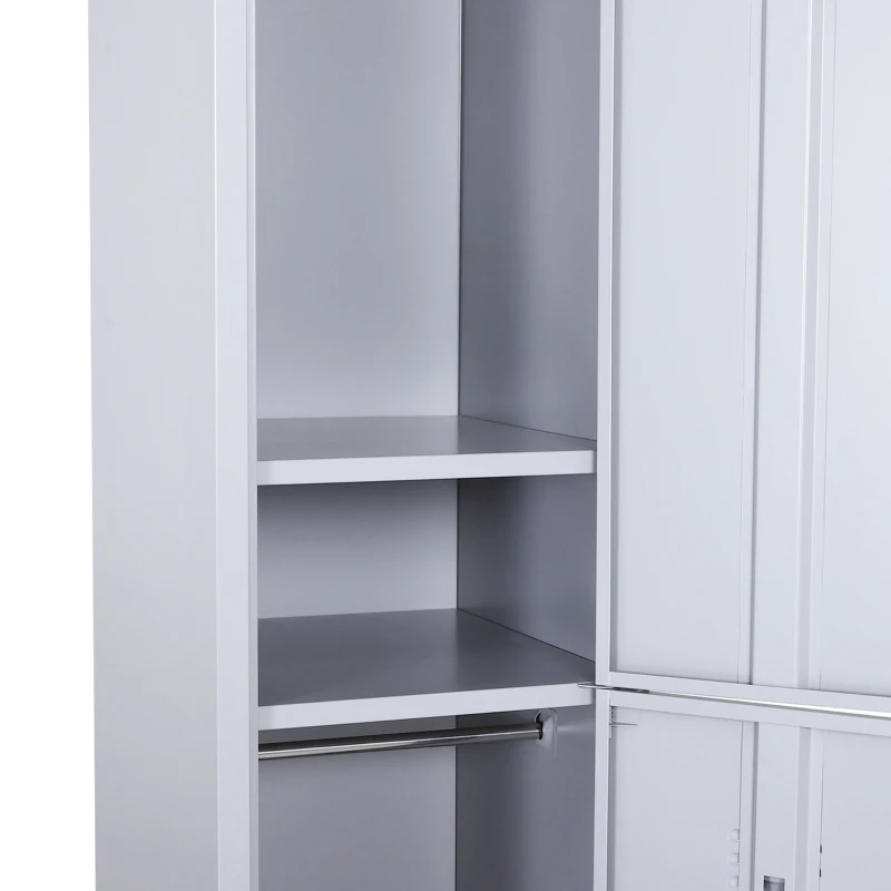 Vinsetto Armoire métallique à casiers avec 2 compartiments, verrouillable avec 2 clés, 4 étagères, 38 x 46 x 180 cm, gris