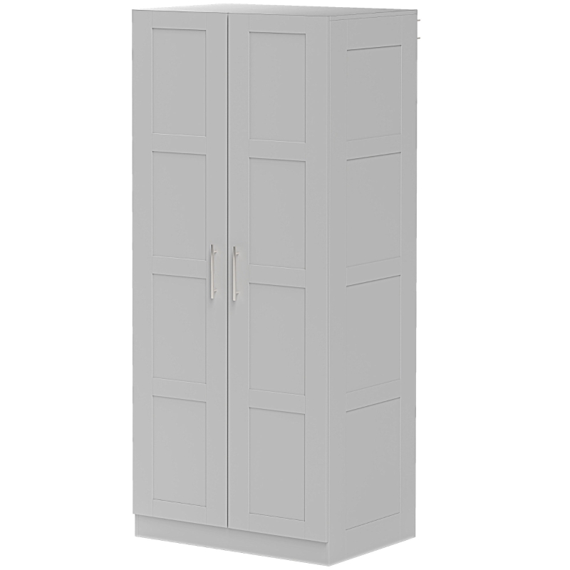 HOMCOM Double Paneled Door Wardrobe, with Shelves - Grey