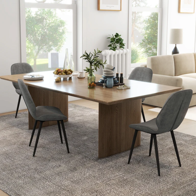 HOMCOM Set 4 Sedie da Cucina in Tessuto Effetto Velluto Grigio con Design Salvaspazio, 46x56x86 cm