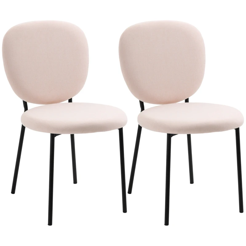 HOMCOM Juego de 2 Sillas de Comedor con Respaldo y Patas de Acero para Salón Cocina Carga 120 kg 46x59x82 cm Rosa Claro