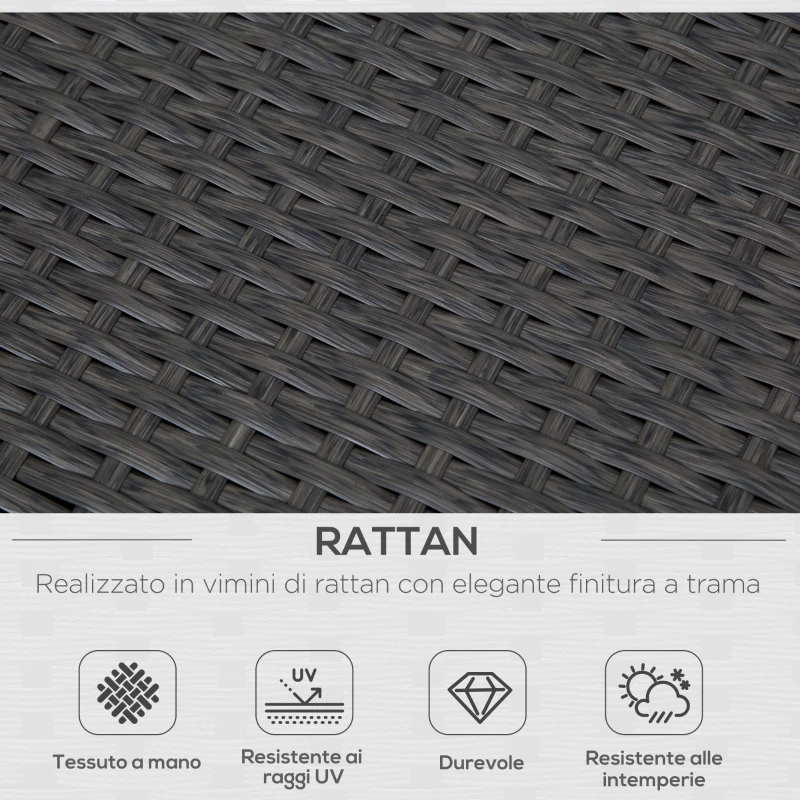 Outsunny Salottino da giardino esterno Set 4 Pzi:1 Divano/2 Poltrone/1 Tavolino, Set da Giardino in Rattan,  Caffè Scuro e Bianco