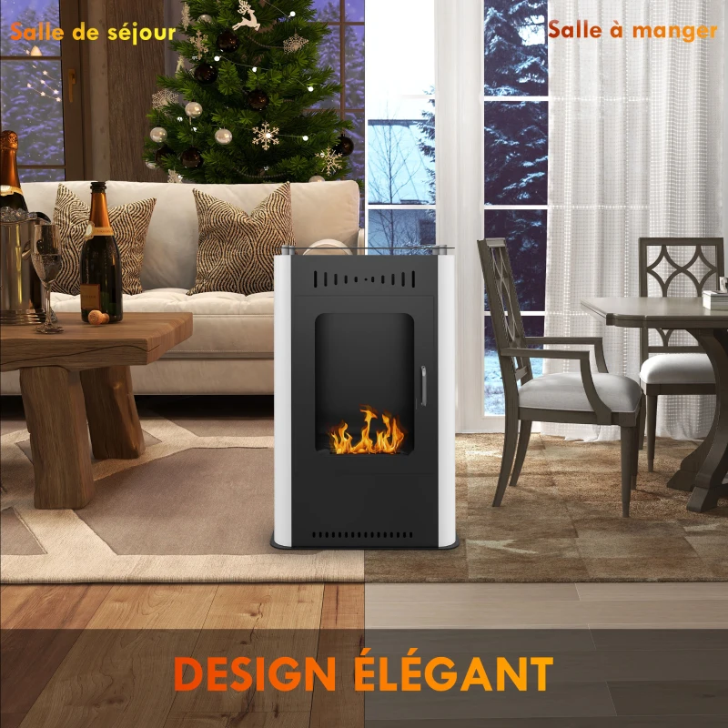 HOMCOM Cheminée poêle à éthanol avec réservoir 1,2L 3h de durée de combustion couverture 20 à 25 m² 50 x 27 x 82 cm noir(m-7)