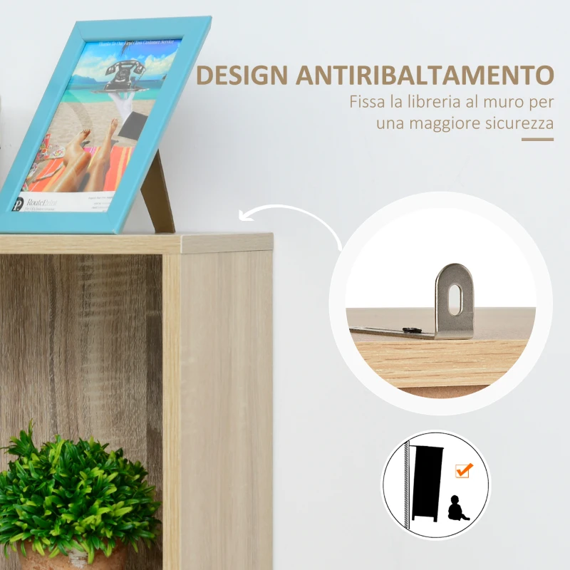 HOMCOM Scaffale Libreria da Parete con Ante e Cassetti in Legno, Design Moderno, 60 x 30 x 150cm