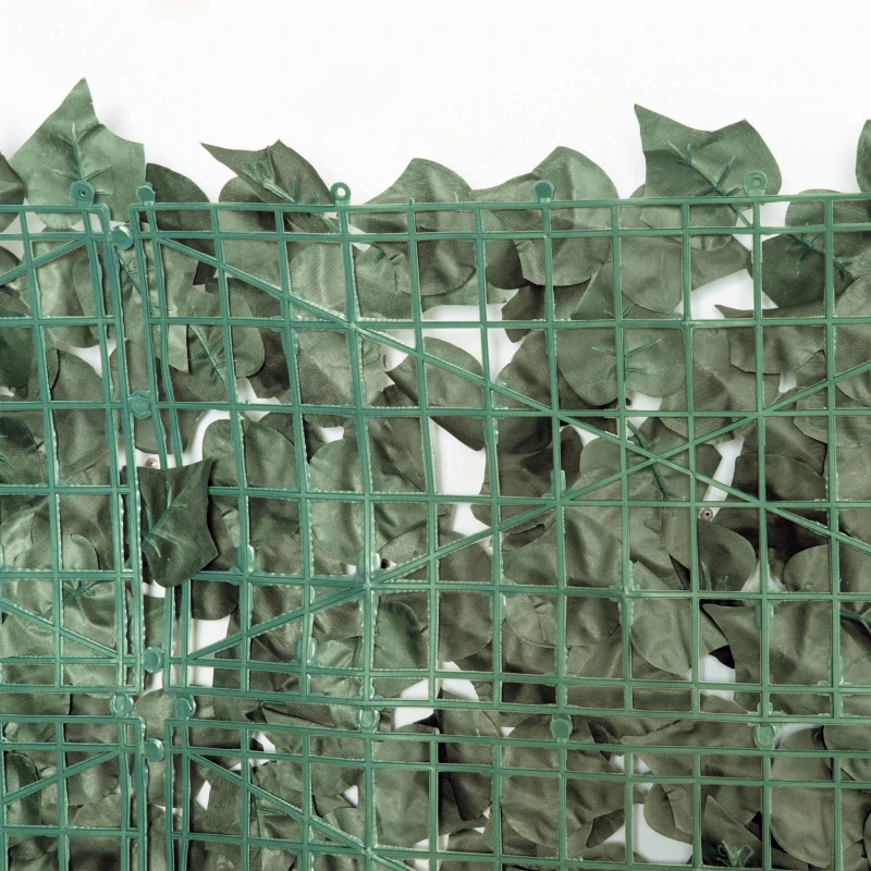 Outsunny Edera Finta per Balconi in PE Anti-UV, Rotolo Siepe Artificiale con Foglie, 240x100cm, Verde Scuro