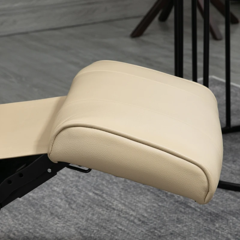 HOMCOM Fauteuil relax inclinable repose-pieds réglable pivotant 360° piètement bois revêtement synthétique crème(m-7)
