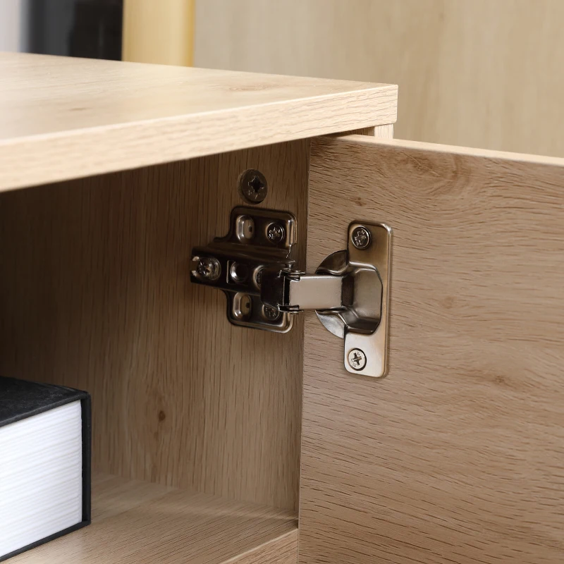 HOMCOM Mobile TV Moderno per TV max 60" in MDF e Acciaio con 4 Ripiani Aperti e Armadietto a 2 Livelli, 140x40x55.3 cm