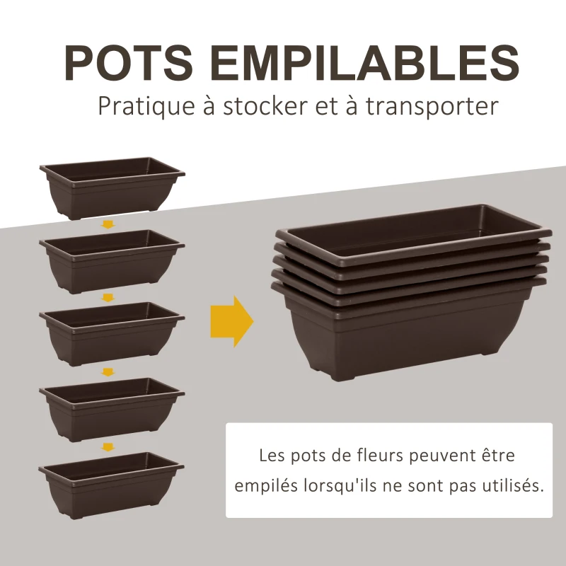 Outsunny Jardinière surélevée avec étages jardinière verticale avec 5 bacs à fleurs trous de drainage cadre en acier marron